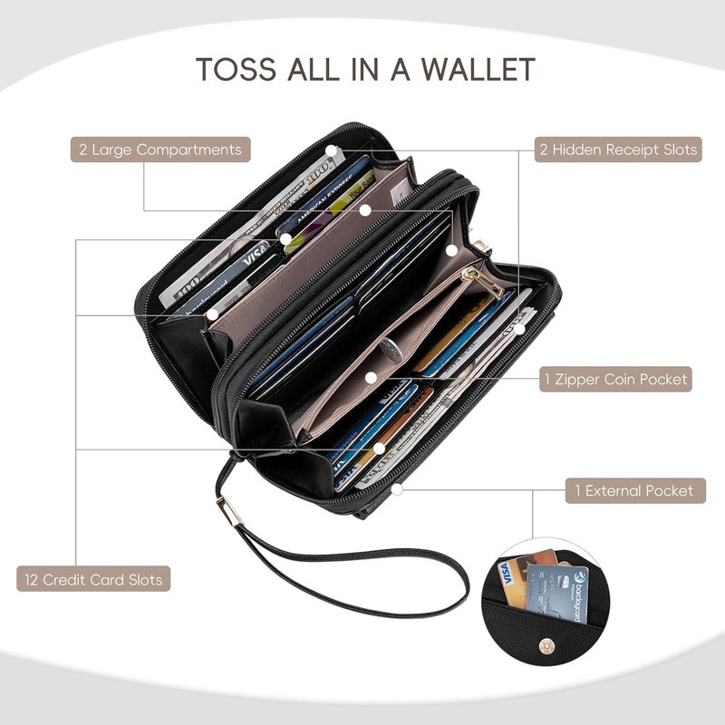 CLUCI Wallet Women Large Capacity Wristlet Purse for Women Long Ladies Wallet RFID Blocking Multi Credit Card Holder - Image 4